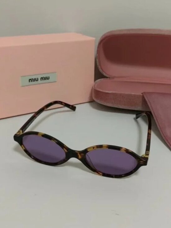 Miu Miu Accessories - Miu Miu Oval Tortoiseshell Frame Sunglasses